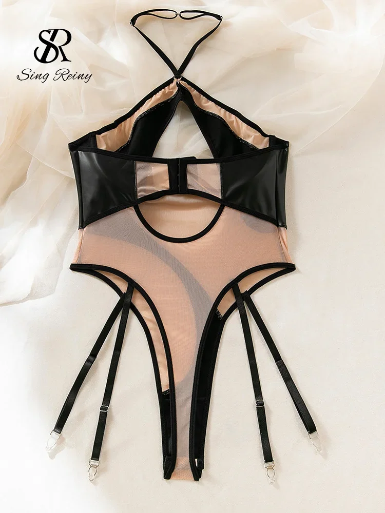 SINGREINY Halter Hollow Out PU Leather Playsuits Women Strapless Shapewear 2024 Fashion Patchwork Sheer Backless Sexy Bodysuits
SINGREINY Halter Hollow Out PU Leather Playsuits Women Strapless Shapewear 2024 Fashion Patchwork Sheer Backless Sexy Bodysuits