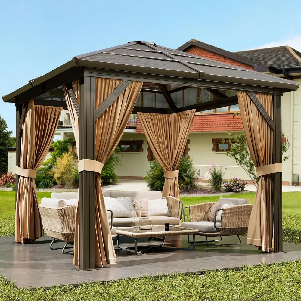 10'x10' Hardtop Gazebo Outdoor Polycarbonate Patio Double Top Canopy Galvanized Iron Aluminum Column Garden Tent Curtains Netti
10'x10' Hardtop Gazebo Outdoor Polycarbonate Patio Double Top Canopy Galvanized Iron Aluminum Column Garden Tent Curtains Netti