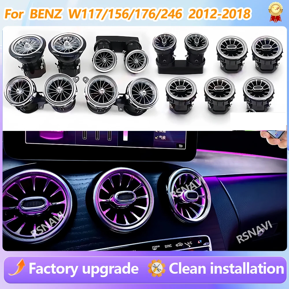 For Benz W117 W176 X156 W246 2012-2018 256 Colors APP Controls LED Air Vents Turbo Air Conditioning Vent Upgrade Car Accessories
For Benz W117 W176 X156 W246 2012-2018 256 Colors APP Controls LED Air Vents Turbo Air Conditioning Vent Upgrade Car Accessories