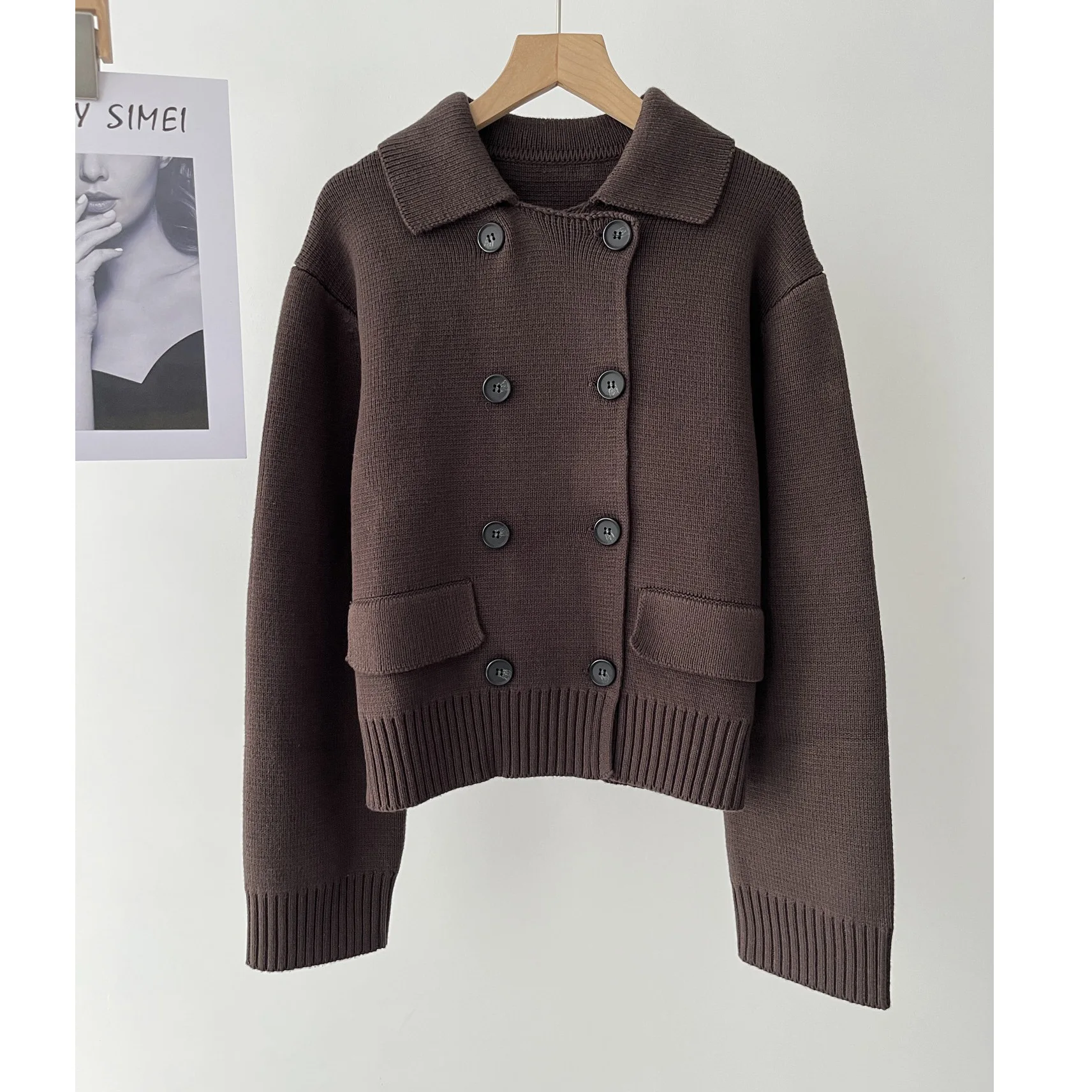 Women's casual British style double-breasted lapel knitted cardigan sweater jacket autumn 16a-1281
Women's casual British style double-breasted lapel knitted cardigan sweater jacket autumn 16a-1281