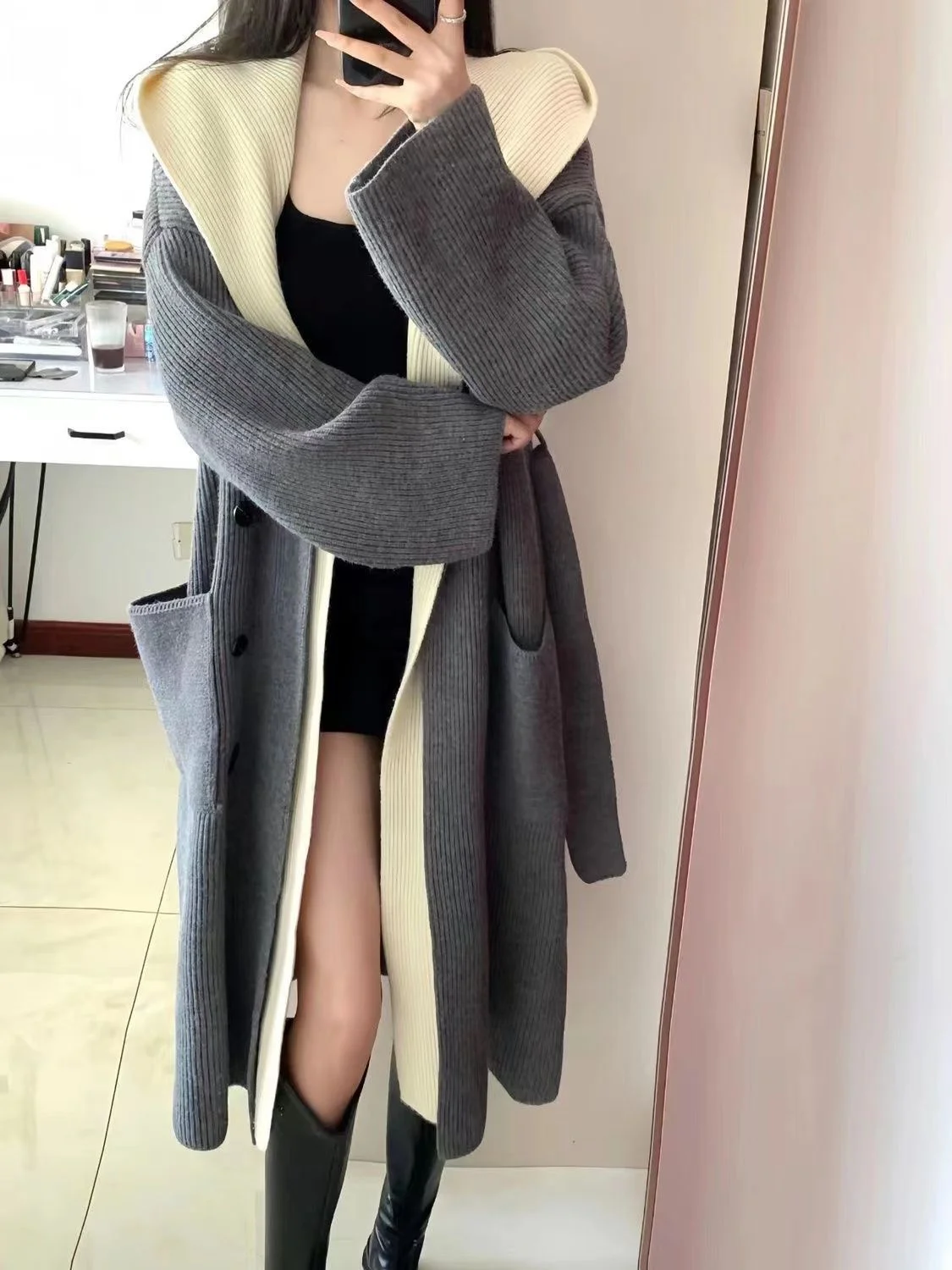 Mid-Long Cardigans Plus Size Woman Womens Fall Cropped Belt Frilly Knitwaers Cotton Button-Up Collared Retro Thickening High-End
Mid-Long Cardigans Plus Size Woman Womens Fall Cropped Belt Frilly Knitwaers Cotton Button-Up Collared Retro Thickening High-End