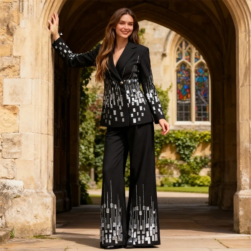 Sequined 2-Piece Set for Women, M-XXL Luxury Party Suit, Slim Fitting Double Breasted Actual Picture Womens Suits костюм
Sequined 2-Piece Set for Women, M-XXL Luxury Party Suit, Slim Fitting Double Breasted Actual Picture Womens Suits костюм