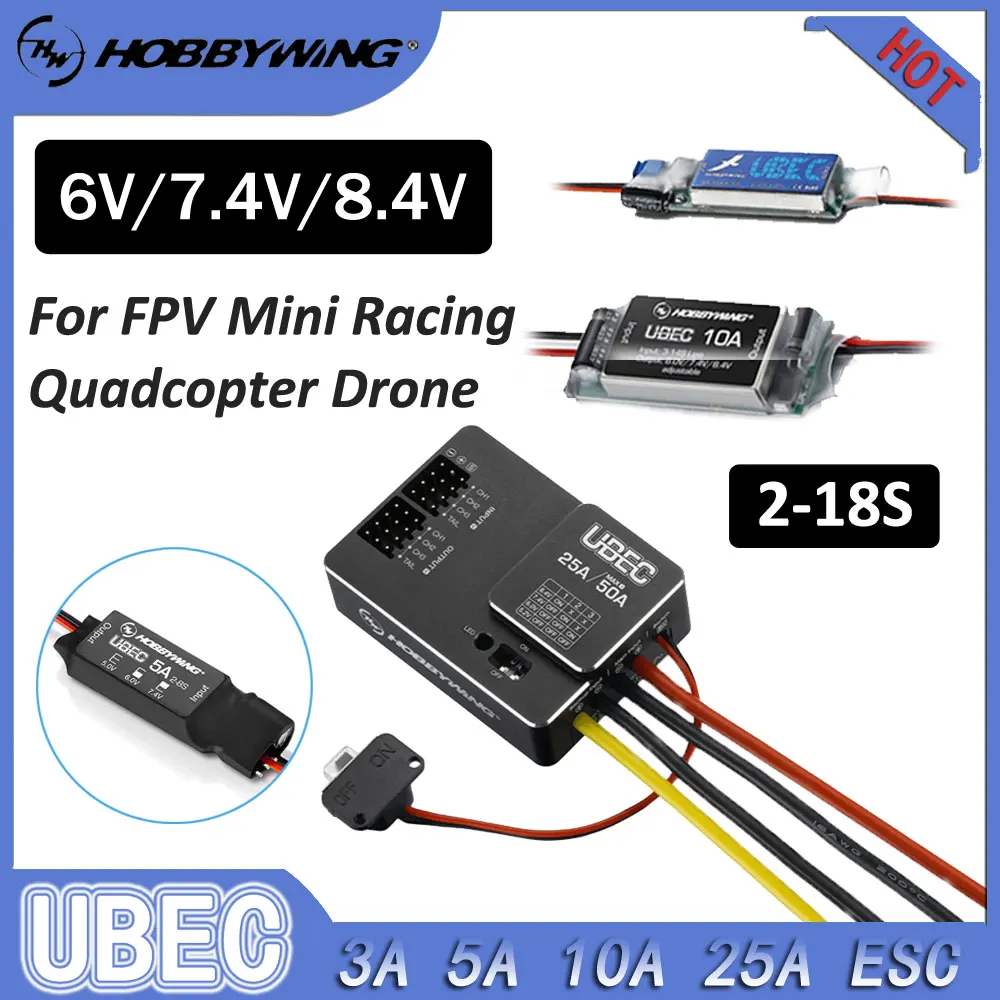 Hobbywing 25A/10A/5A/3A выход UBEC 6/7,4/8,4 В поддерживает литиевую батарею 2-18S для радиоуправляемого вертолета, самолета, мини-гоночного квадрокоптера FPV
Hobbywing 25A/10A/5A/3A выход UBEC 6/7,4/8,4 В поддерживает литиевую батарею 2-18S для радиоуправляемого вертолета, самолета, мини-гоночного квадрокоптера FPV