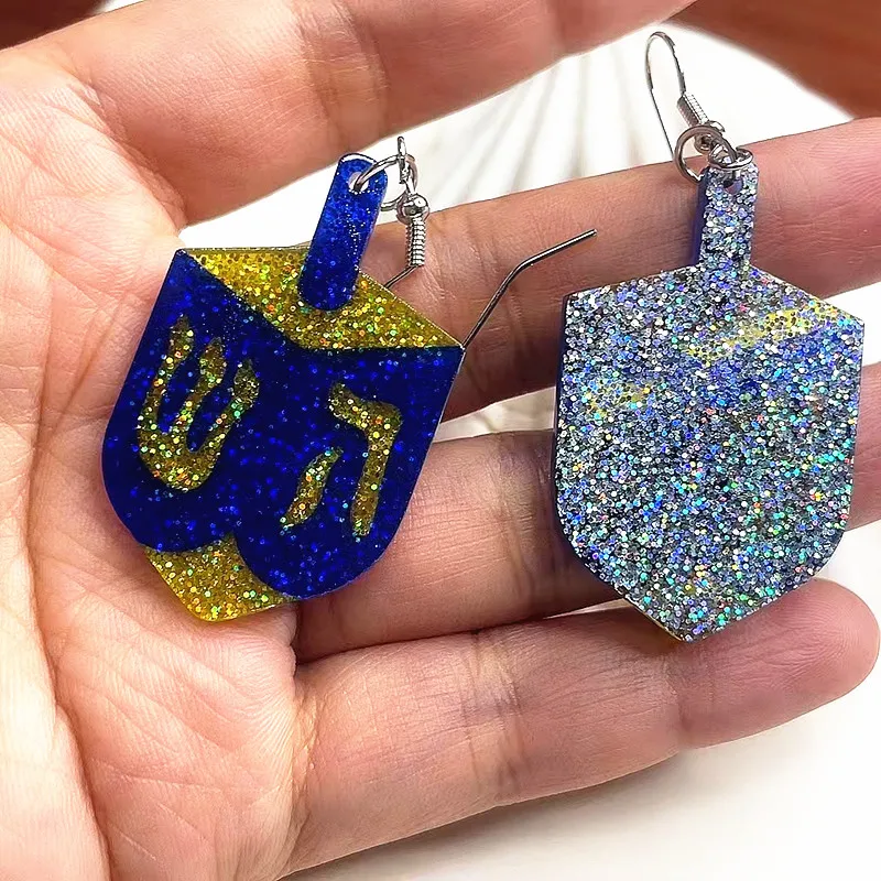 Acrylic Resin Glitter Dreidel Dangle Earrings Set for Women Hanukkah Celebration Women's Dradle Earrings Pack , 12 Pair
Acrylic Resin Glitter Dreidel Dangle Earrings Set for Women Hanukkah Celebration Women's Dradle Earrings Pack , 12 Pair