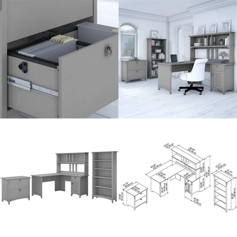 Bush urniture Salinas L Shaped Desk with Hutch, ile Cabinet and 5 Shel Bookcase | 3 Piece Living Room urniture Set in e Cod Gray
Bush urniture Salinas L Shaped Desk with Hutch, ile Cabinet and 5 Shel Bookcase | 3 Piece Living Room urniture Set in e Cod Gray