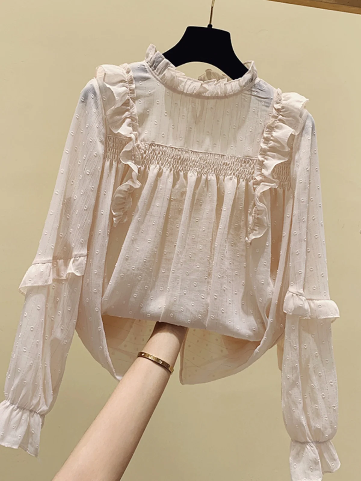 Women's Spring Autumn Chiffon Blouses Shirts Women's Elegant Ruffled Mock Neck Solid Color Long Sleeve Casual Tops Blouse S50
Women's Spring Autumn Chiffon Blouses Shirts Women's Elegant Ruffled Mock Neck Solid Color Long Sleeve Casual Tops Blouse S50