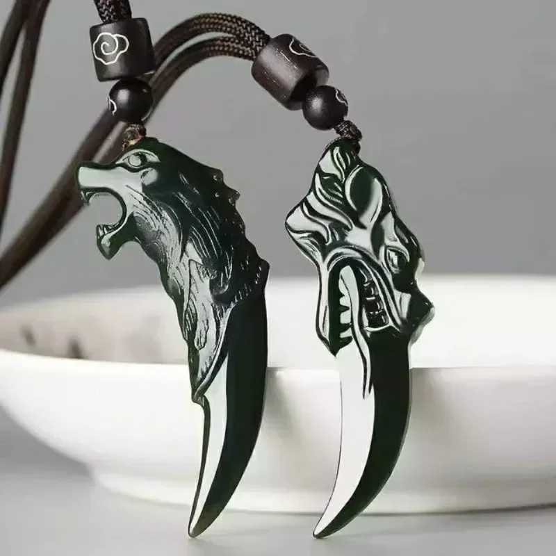 Natural Nephrite Green Jade Wolf Tooth Necklace Men Women Fine Jewelry Genuine Chinese Hetian Jade Dragon Teeth Pendant Necklace
Natural Nephrite Green Jade Wolf Tooth Necklace Men Women Fine Jewelry Genuine Chinese Hetian Jade Dragon Teeth Pendant Necklace