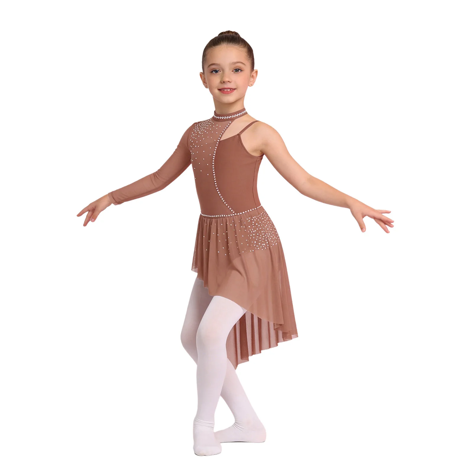 Kids Girls Shiny Rhinestone Lyrical Dance Leotards Costume Long Sleeve Ballet Dancewear One Shoulder Mesh Irregular Hem Dress
Kids Girls Shiny Rhinestone Lyrical Dance Leotards Costume Long Sleeve Ballet Dancewear One Shoulder Mesh Irregular Hem Dress