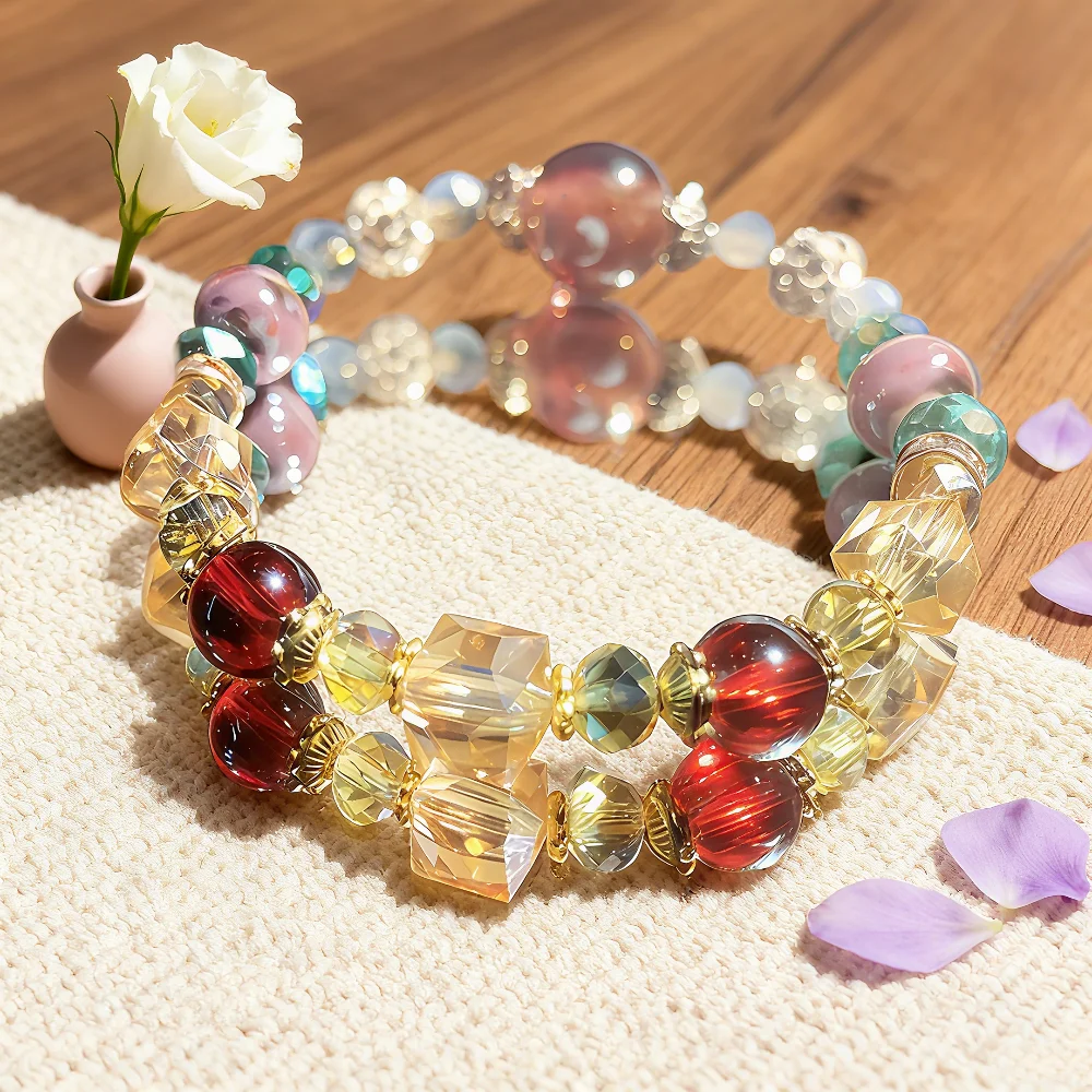 Fashion Jewelry Boho style Handcrafted Rainbow Crystal Bracelet Purple Glass Beads Gift for Girls and Women Creativity Boost
Fashion Jewelry Boho style Handcrafted Rainbow Crystal Bracelet Purple Glass Beads Gift for Girls and Women Creativity Boost