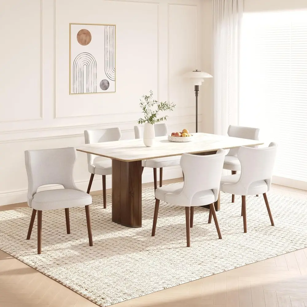 6-Piece Solid Wood Dining Chairs Set with Upholstered Seats, Light Gray Fabric for Kitchen & Cafe
6-Piece Solid Wood Dining Chairs Set with Upholstered Seats, Light Gray Fabric for Kitchen & Cafe