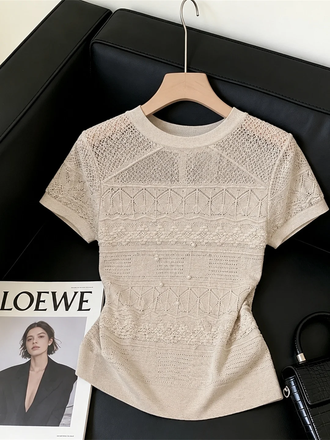 Korean Style round Neck Short Sleeve Ice Silk Hollow Knitted Top Summer Anti Aging Gentle Casual Shirt Women's Fashion Clothing
Korean Style round Neck Short Sleeve Ice Silk Hollow Knitted Top Summer Anti Aging Gentle Casual Shirt Women's Fashion Clothing