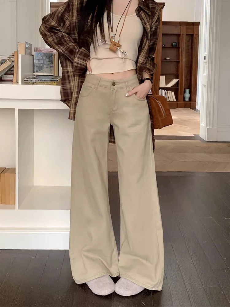 Retro Khaki Denim High Waist Slim Straight Leg Trousers Women's Spring New Sle Comfortable Fit Casual Long Pants
Retro Khaki Denim High Waist Slim Straight Leg Trousers Women's Spring New Sle Comfortable Fit Casual Long Pants