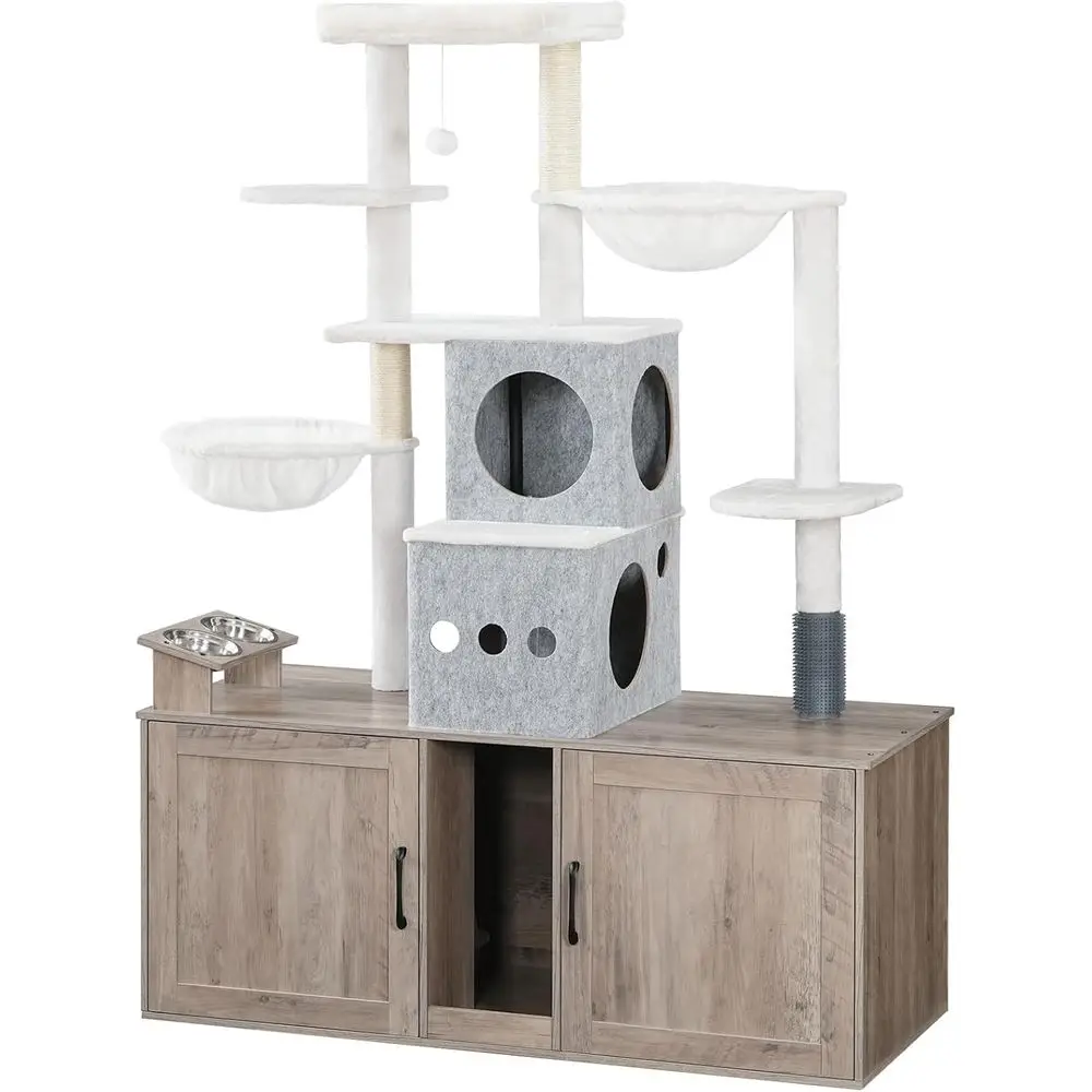 Cat Tree with 47.2 Dual Litter Box Enclosure, 63.4 Tall Multi-Functional Tower for Cats, Hidden Litter Box Enclosure Furniture,
Cat Tree with 47.2 Dual Litter Box Enclosure, 63.4 Tall Multi-Functional Tower for Cats, Hidden Litter Box Enclosure Furniture,
