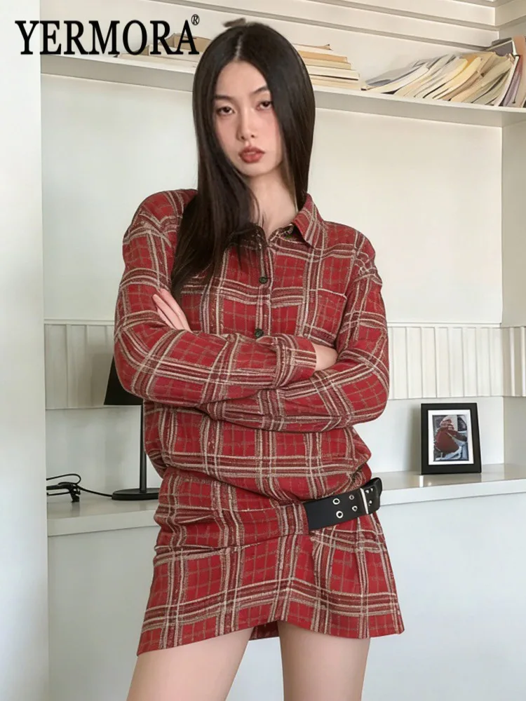 YERMORA Women‘S Red Plaid Leather Belt Vintage Shirt Dress Lapel Long Sleeve Loose Fit Fashion Tdie Spring Summary 2026 New
YERMORA Women‘S Red Plaid Leather Belt Vintage Shirt Dress Lapel Long Sleeve Loose Fit Fashion Tdie Spring Summary 2026 New