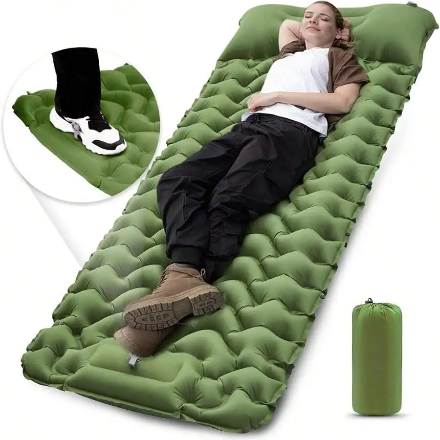 Camping Sleeping Pad, Ultralight Camping Mat With Pillow Built-In Foot Pump Inflatable Sleeping Pads Compact For Camping Backpacking Hiking Traveling Tent
Camping Sleeping Pad, Ultralight Camping Mat With Pillow Built-In Foot Pump Inflatable Sleeping Pads Compact For Camping Backpacking Hiking Traveling Tent
