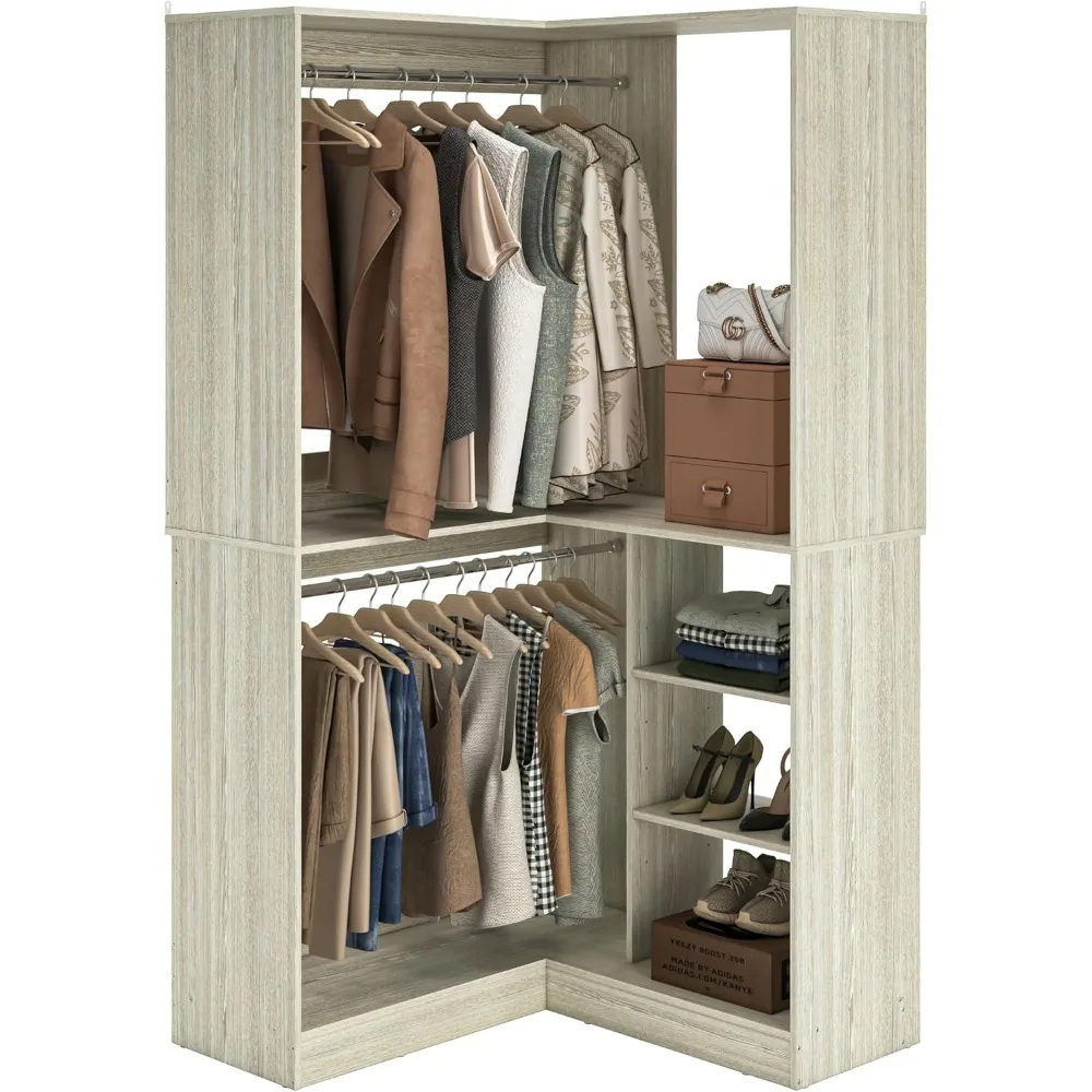 36 Inch Corner Closet System, Large Freestanding Closet Organizer System with 2 Hanging Rods and Storage Shelves
36 Inch Corner Closet System, Large Freestanding Closet Organizer System with 2 Hanging Rods and Storage Shelves