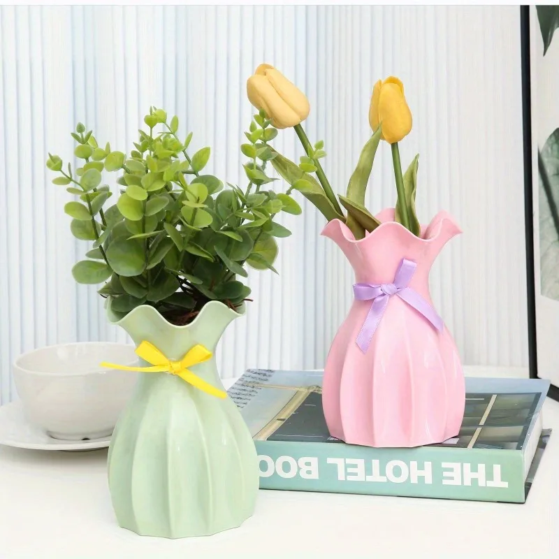 1pc Random color bow, living room flower arrangement container accessories, plastic vase, tabletop flower pot
1pc Random color bow, living room flower arrangement container accessories, plastic vase, tabletop flower pot
