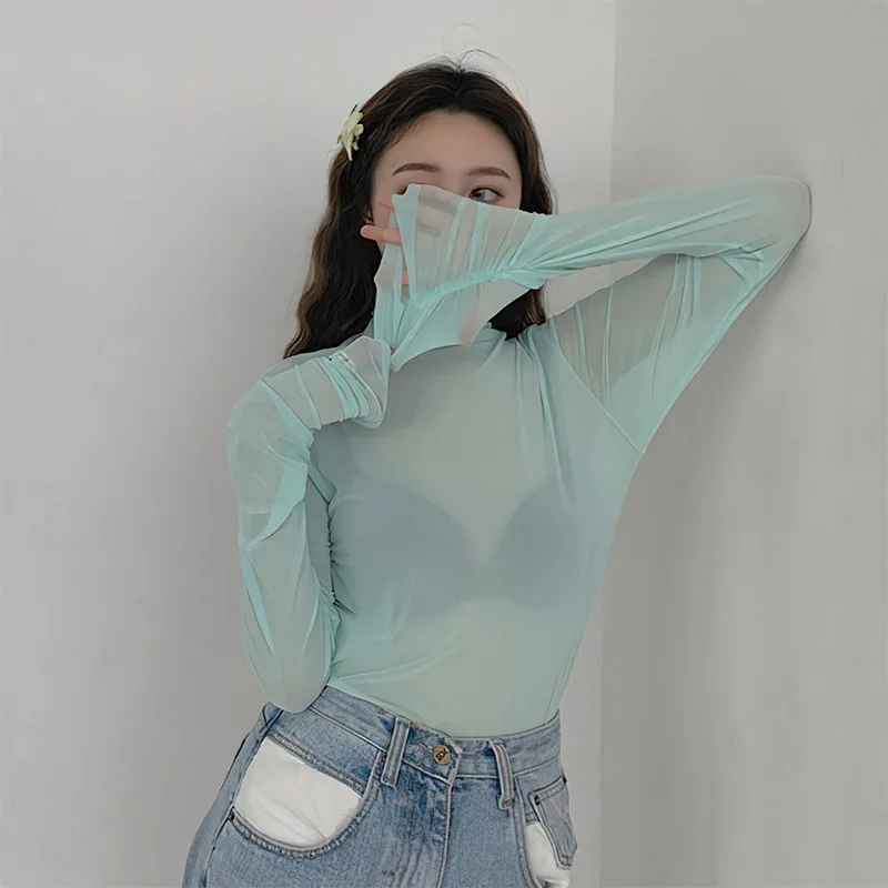 Long Sleeve T-shirts Women Mesh Summer Thin Breathable Turtleneck Sexy T-Shirts Tees Slim Candy Basic Sun-proof Blouse Tops
Long Sleeve T-shirts Women Mesh Summer Thin Breathable Turtleneck Sexy T-Shirts Tees Slim Candy Basic Sun-proof Blouse Tops