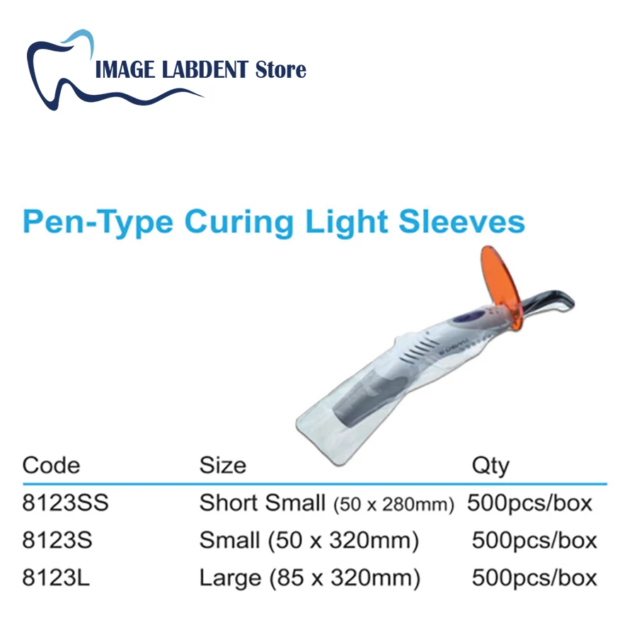 500 pcs Dental Pen-type curing light sleeves 3 Size
500 pcs Dental Pen-type curing light sleeves 3 Size