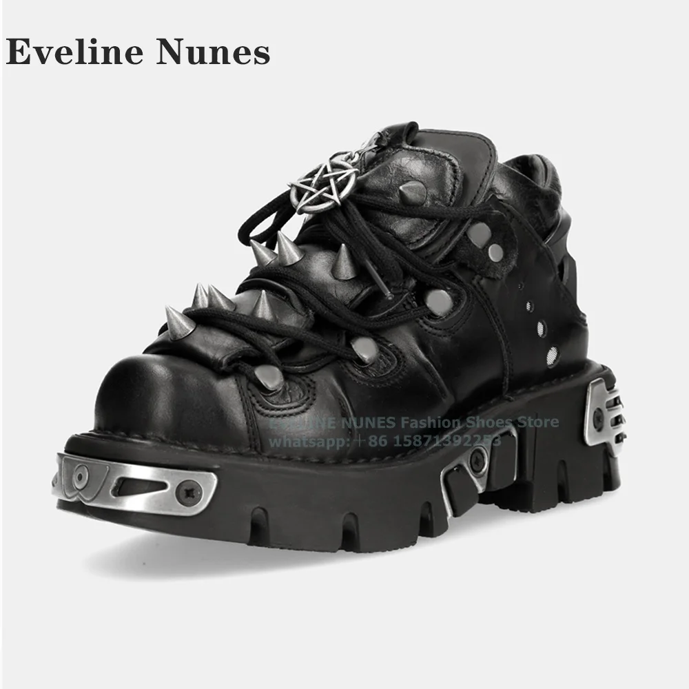 Metal Spike Rivet Punk Pumps Round Toe Height Increasing Cross Tied Warm Couple Motorcycle Boots Handsome Dark Shoes 2025 Newest
Metal Spike Rivet Punk Pumps Round Toe Height Increasing Cross Tied Warm Couple Motorcycle Boots Handsome Dark Shoes 2025 Newest