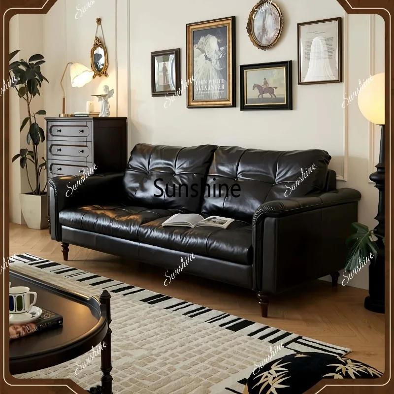 American retro leather sofa living room small apartment modern simple straight sofa
American retro leather sofa living room small apartment modern simple straight sofa