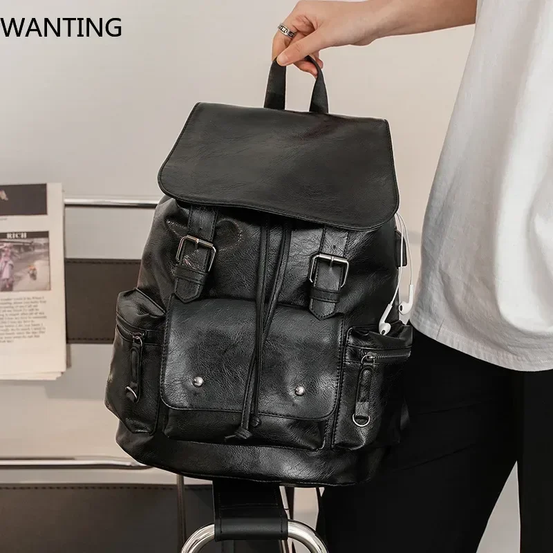 New Fashion Men Bacpacks High Quality PU Leather Backpack For Men Solid Large Capacity Men's Backpacks With USB Interface Bags
New Fashion Men Bacpacks High Quality PU Leather Backpack For Men Solid Large Capacity Men's Backpacks With USB Interface Bags