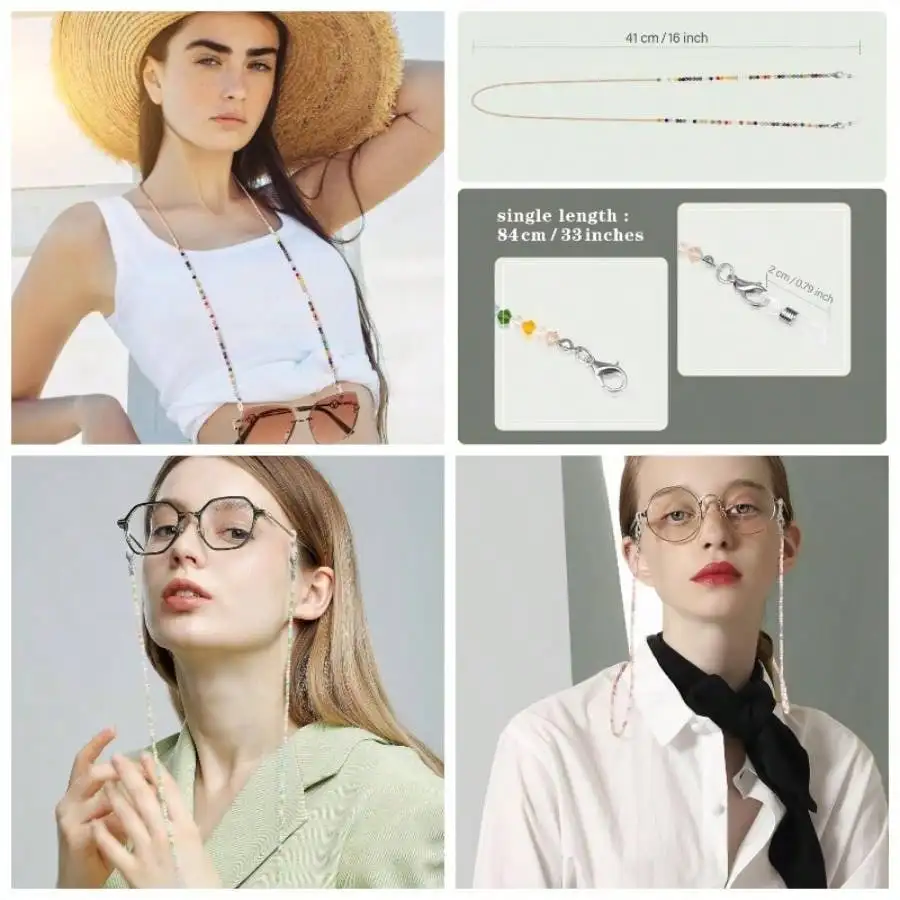 3 Pcs Eyeglasses Chains, Strap Holder Beaded Eyeglasses Chains Women, Colorful
3 Pcs Eyeglasses Chains, Strap Holder Beaded Eyeglasses Chains Women, Colorful