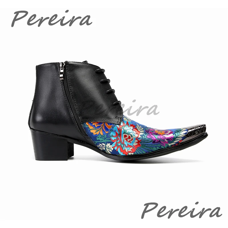 Floral Embroidery Side Zipper Ankle Boots for Men Iron Pointed Toe High Heel Chelsea Boots Fashion Party Banquet Dress Shoes
Floral Embroidery Side Zipper Ankle Boots for Men Iron Pointed Toe High Heel Chelsea Boots Fashion Party Banquet Dress Shoes