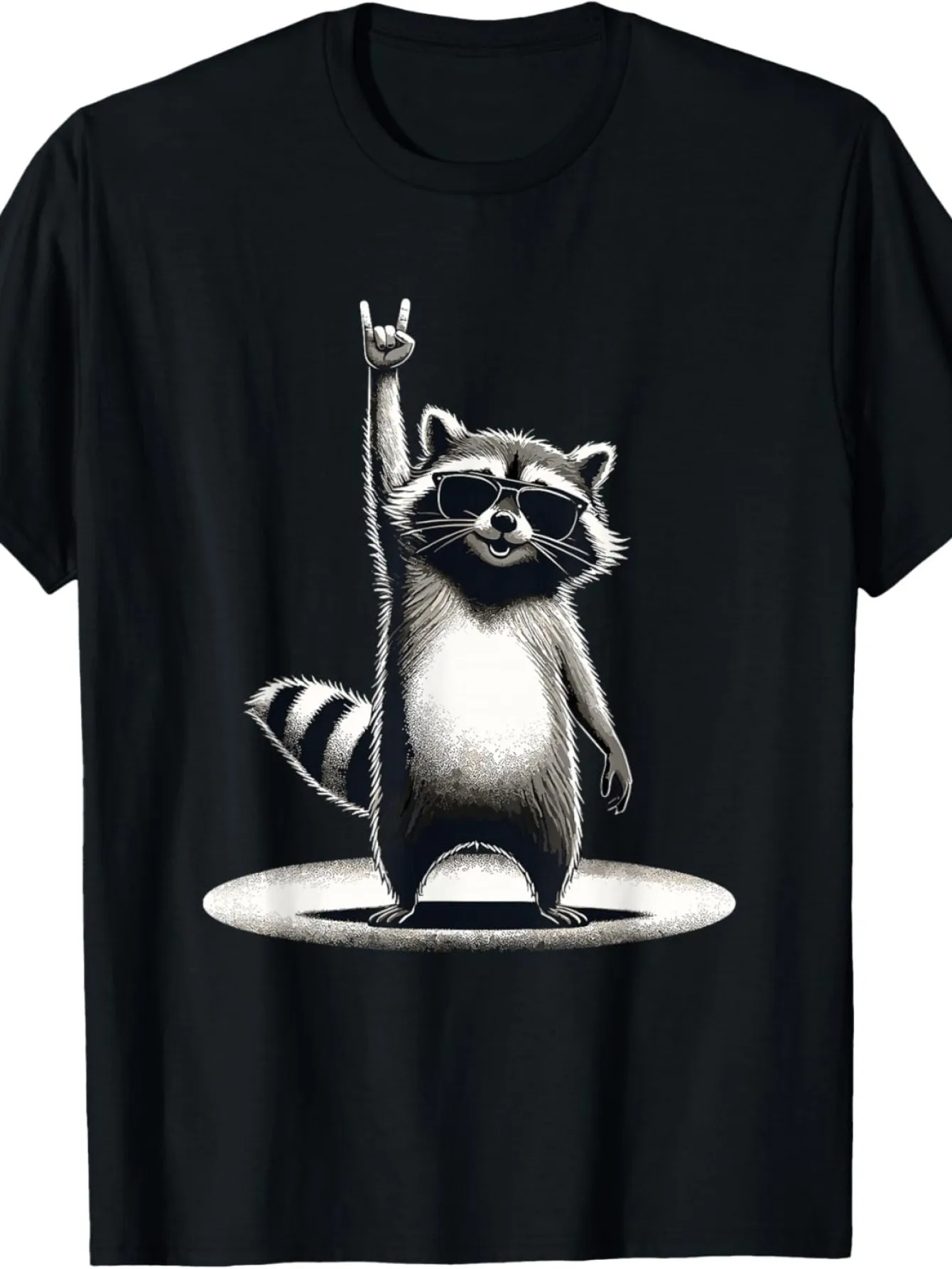 Men's Cartoon Raccoon T-Shirt - Fun and playful design featuring a cool raccoon wearing sunglasses, standing pose
Men's Cartoon Raccoon T-Shirt - Fun and playful design featuring a cool raccoon wearing sunglasses, standing pose