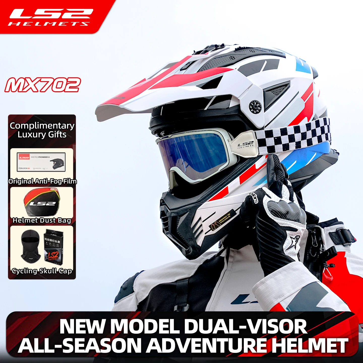 LS2 MX702 Dual-Visor Motorcycle Helmet Off-Road Motocross Helmet Full Face All-Season capacetes de moto motorcycles
LS2 MX702 Dual-Visor Motorcycle Helmet Off-Road Motocross Helmet Full Face All-Season capacetes de moto motorcycles