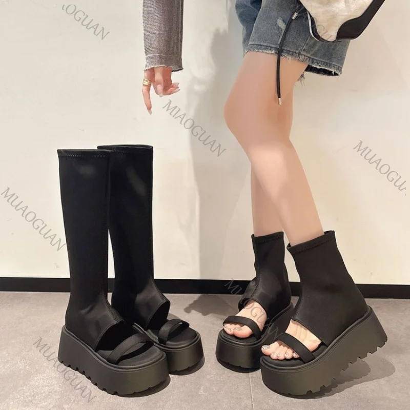 Black Knee Long/Short Boots Femme Sandals Fashion Chunky Heeled Cool Boots Height Increasing High Heels For Women Summer Shoes
Black Knee Long/Short Boots Femme Sandals Fashion Chunky Heeled Cool Boots Height Increasing High Heels For Women Summer Shoes