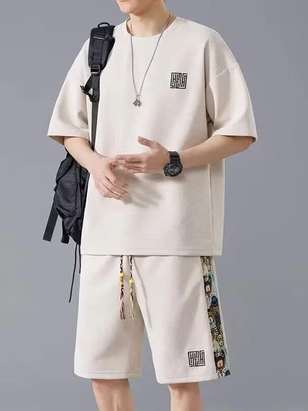 Ice Silk Short Sleeve Sportswear Set for Men Casual Summer Youth Five-Quarter Length Trousers And Shorts Lightweight Comfortable
Ice Silk Short Sleeve Sportswear Set for Men Casual Summer Youth Five-Quarter Length Trousers And Shorts Lightweight Comfortable
