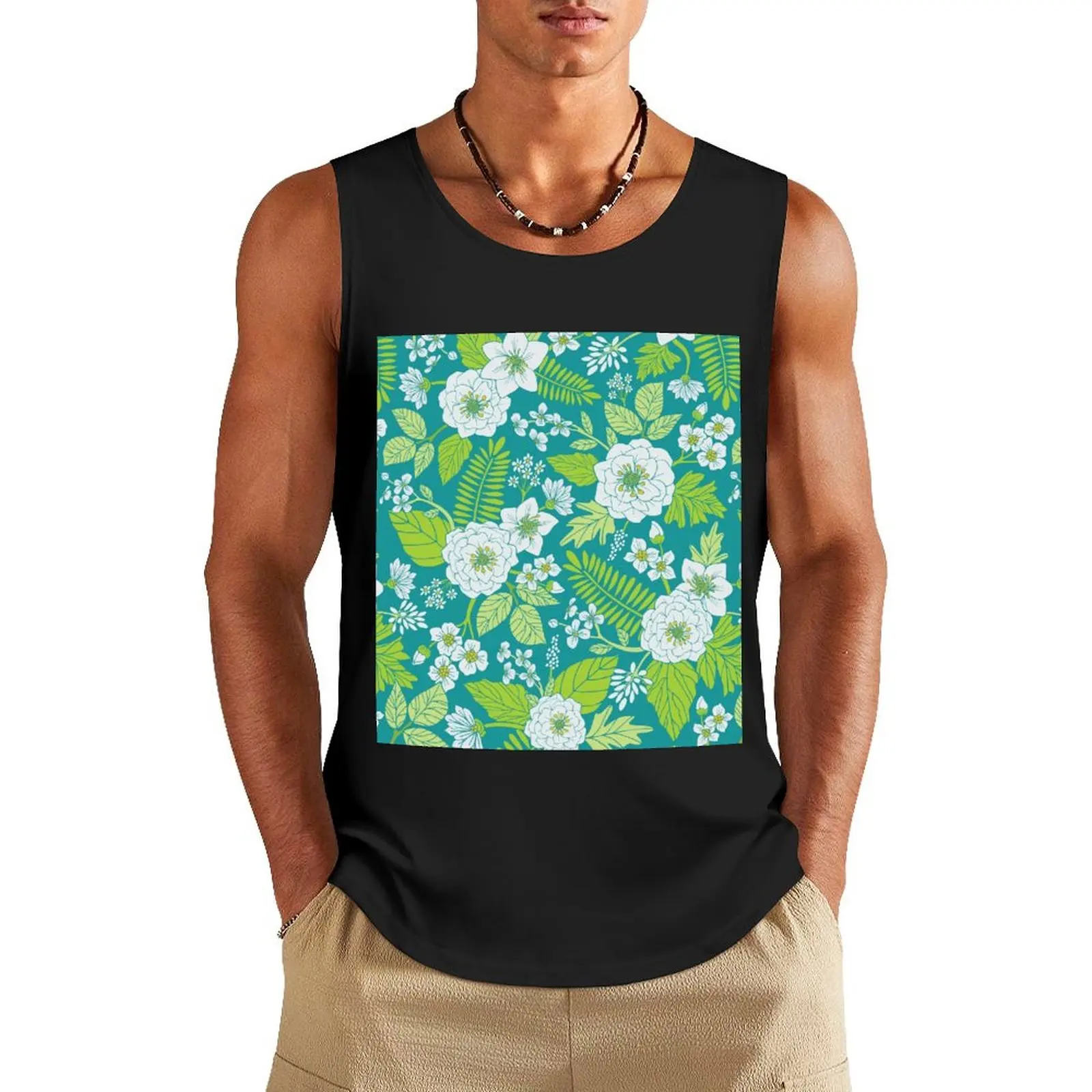 White, Lime Green, Teal, & Yellow Floral/Botanical Pattern Tank Top sleeveless gym accessories men
White, Lime Green, Teal, & Yellow Floral/Botanical Pattern Tank Top sleeveless gym accessories men