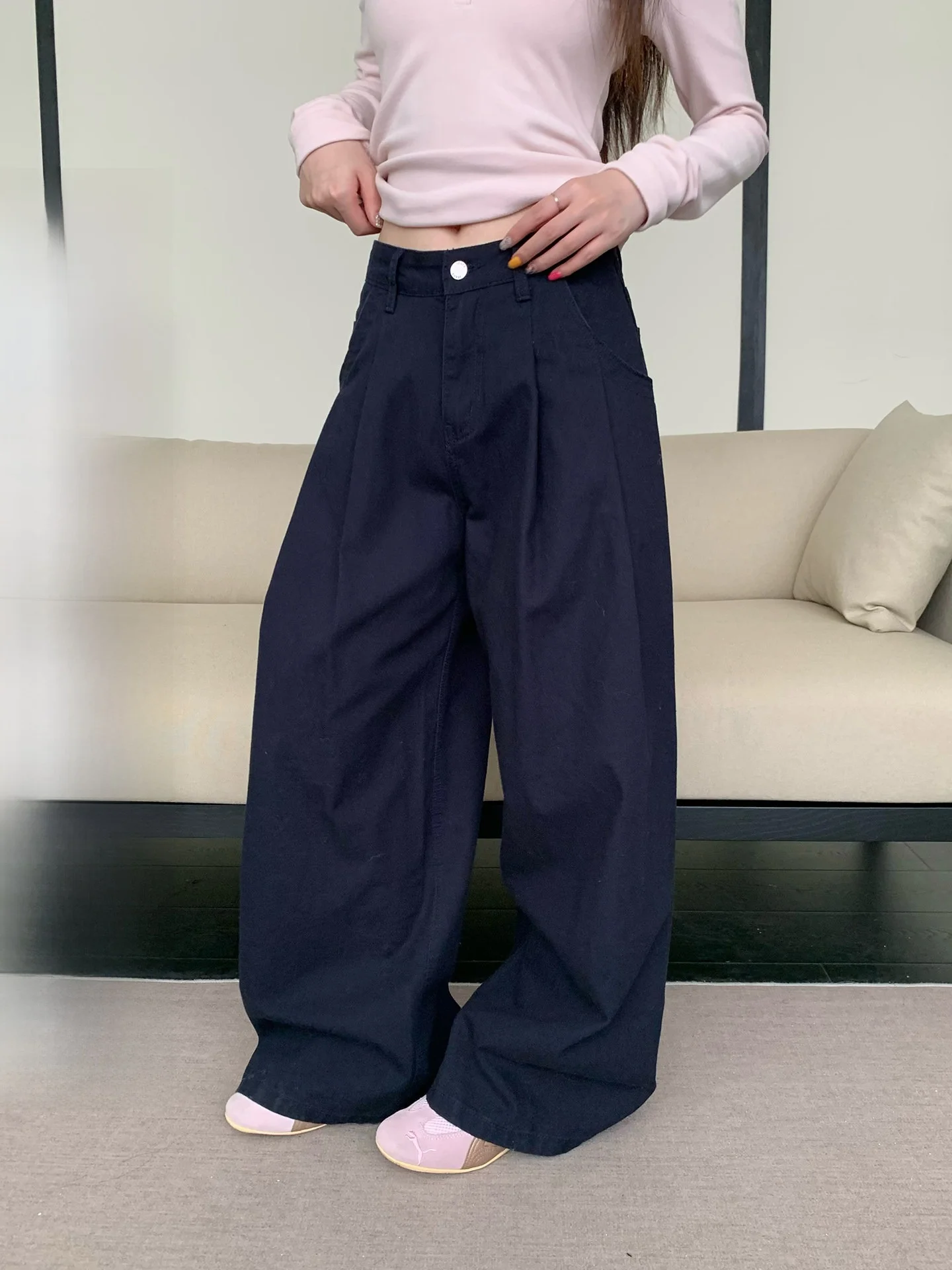 American Style Loose Wide Leg Casual Pants Women's Loose Pleated Floor-Length Straight Blue Spring Summer Fashion Ladies' Clo...
American Style Loose Wide Leg Casual Pants Women's Loose Pleated Floor-Length Straight Blue Spring Summer Fashion Ladies' Clo...