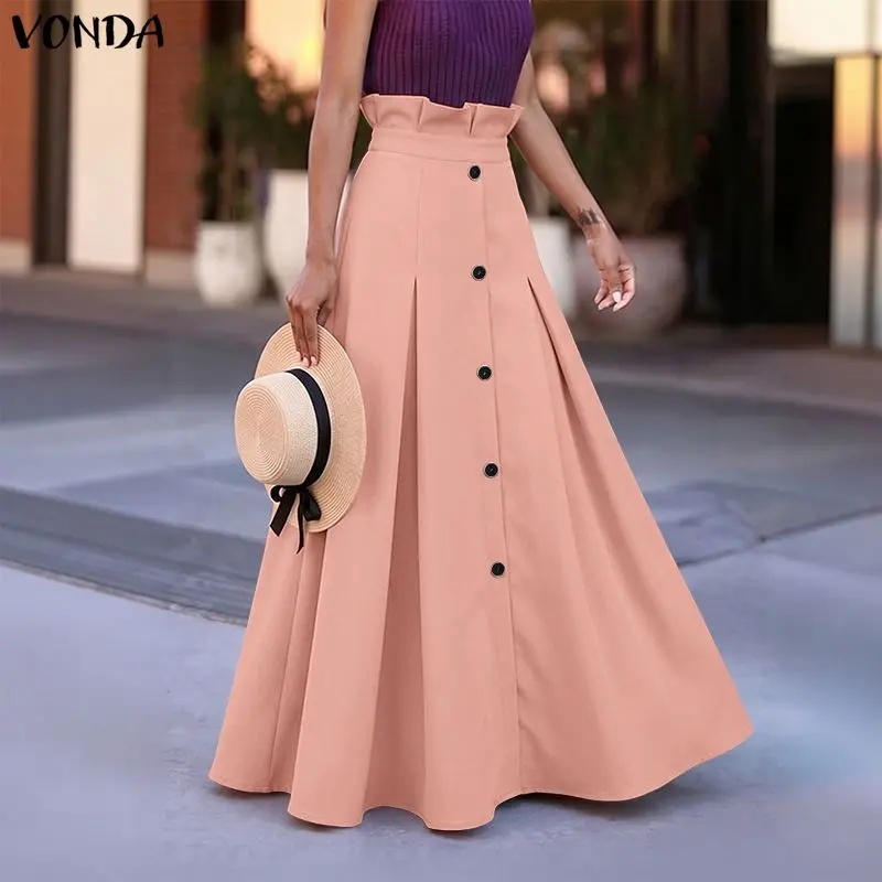 VONDA Women Skirts Summer Solid Color Long Skirts Ruffles A-line Pleated Vestidos S-3XL Oversize Streetwear Bottoms Button Skirt
VONDA Women Skirts Summer Solid Color Long Skirts Ruffles A-line Pleated Vestidos S-3XL Oversize Streetwear Bottoms Button Skirt