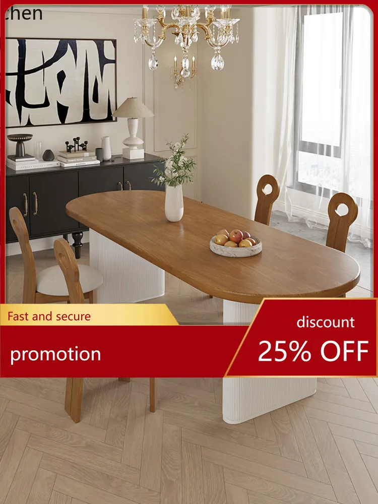 CZ Oval Solid Wood Dining Table Natural Wood Restaurant French Style Home Dining Table Large Board
CZ Oval Solid Wood Dining Table Natural Wood Restaurant French Style Home Dining Table Large Board