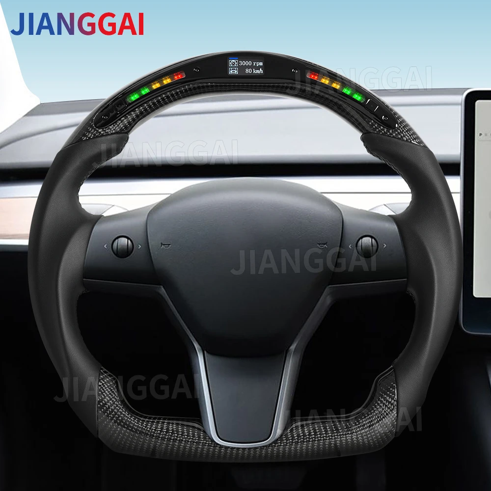 LED Carbon Fiber Steering Wheel With Heating For Tesla Model 3 Model Y 2016-2023 Customized Smooth Leather Steering Wheel
LED Carbon Fiber Steering Wheel With Heating For Tesla Model 3 Model Y 2016-2023 Customized Smooth Leather Steering Wheel