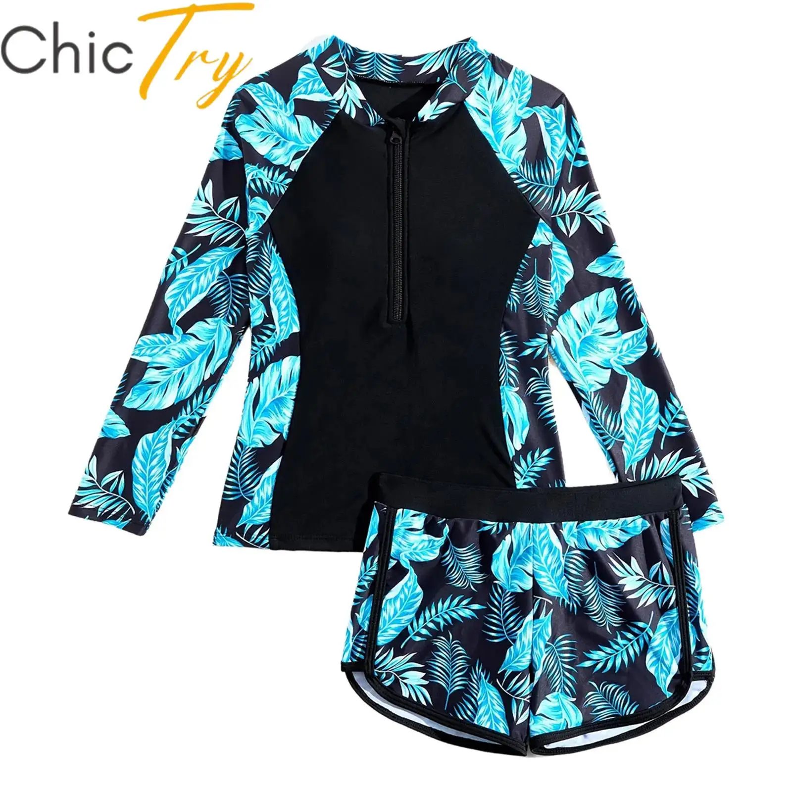 Kids Girls Swim Sets Two-Piece Swimsuit Beachwear Outfits Rashguard Set Leaf Printed Bathing Suits Long SleeveTop with Shorts
Kids Girls Swim Sets Two-Piece Swimsuit Beachwear Outfits Rashguard Set Leaf Printed Bathing Suits Long SleeveTop with Shorts