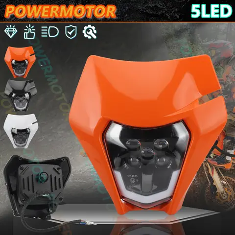 Motorcycle LED Headlight Plate for KTM EXC XC SX MX XC 125 250 300 450 Supermoto Enduro Universal Dirt Bike Headlights