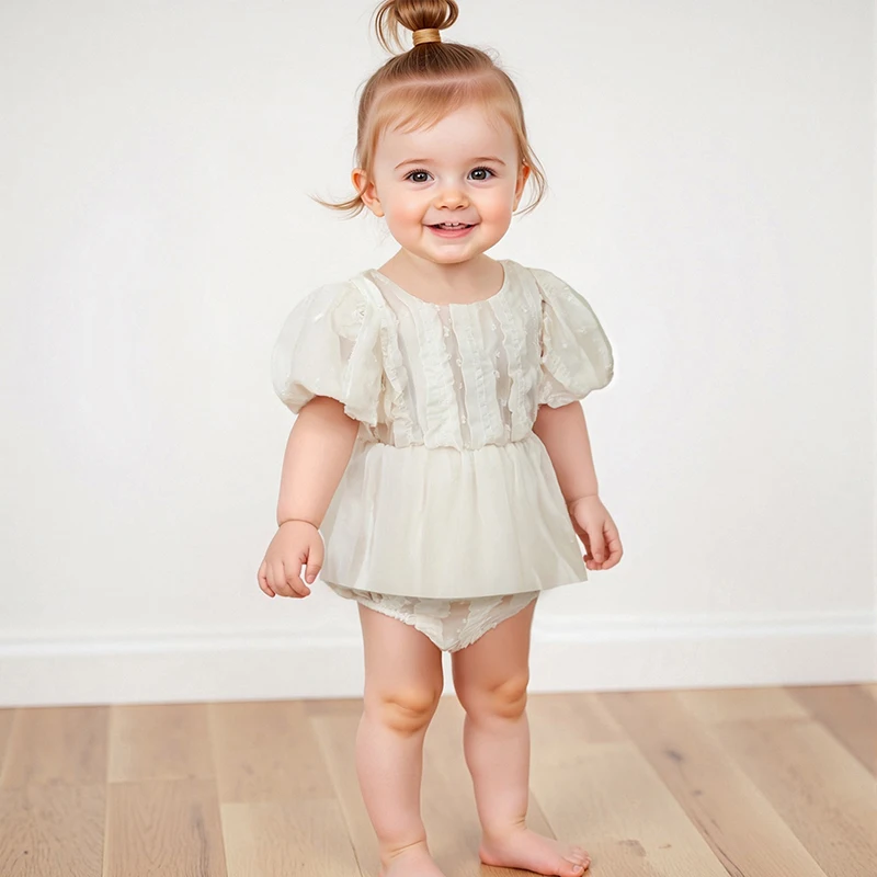 Baby Girl Romper Dress Tulip Flower Stripe Ruffles Trim Crew Neck Bubble Short Sleeve Mesh Tutu Dress for Summer
Baby Girl Romper Dress Tulip Flower Stripe Ruffles Trim Crew Neck Bubble Short Sleeve Mesh Tutu Dress for Summer