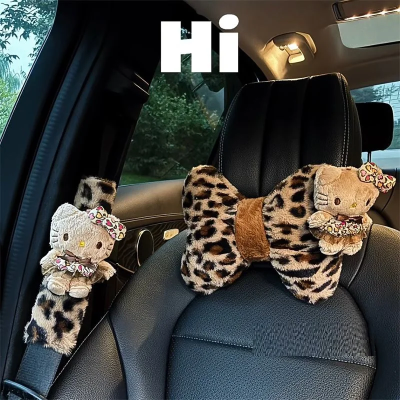 Car headrest neck pillow leopard print Hello Kitty seat belt shoulder pads premium car pillow for women car interior decoration
Car headrest neck pillow leopard print Hello Kitty seat belt shoulder pads premium car pillow for women car interior decoration