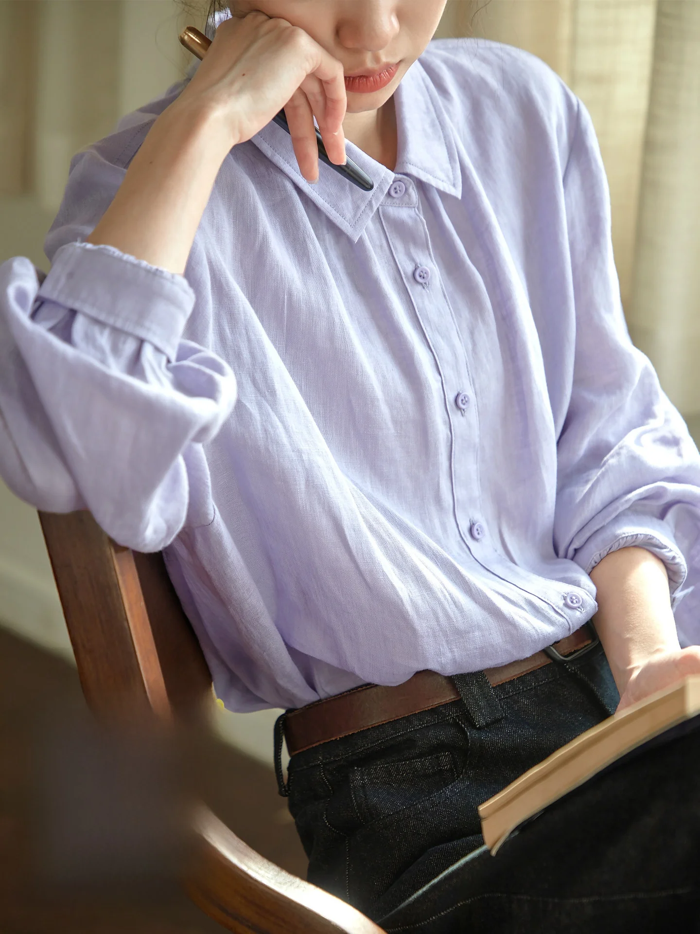Loose Fit Casual Purple Linen Shirt Women's Spring Season Breathable Long Sleeve Collared Top Versatile Loose Long Sleeve Shirt
Loose Fit Casual Purple Linen Shirt Women's Spring Season Breathable Long Sleeve Collared Top Versatile Loose Long Sleeve Shirt