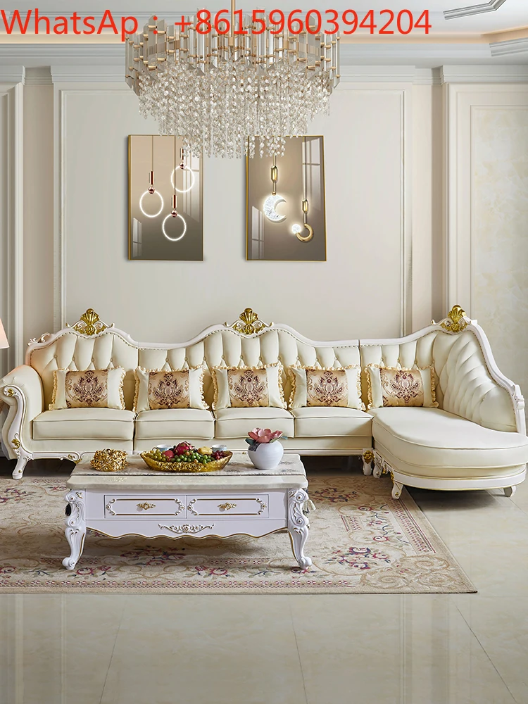 European leather corner sofa light luxury wood carving living room imperial concubine combination of high-end luxury furniture
European leather corner sofa light luxury wood carving living room imperial concubine combination of high-end luxury furniture