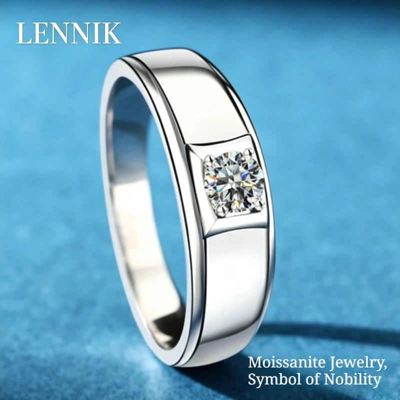 LENNIK S925 Sterling Silver 0.3CT Moissanite Simple Engagement Couple Ring For Men Boyfriend
LENNIK S925 Sterling Silver 0.3CT Moissanite Simple Engagement Couple Ring For Men Boyfriend