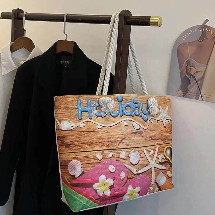 Beachy Canvas Bag Large Capacity Ethnic Print Jute Rope Single Shoulder Handbag Fashionable Beach Women's Bag Underarm Bag
Beachy Canvas Bag Large Capacity Ethnic Print Jute Rope Single Shoulder Handbag Fashionable Beach Women's Bag Underarm Bag
