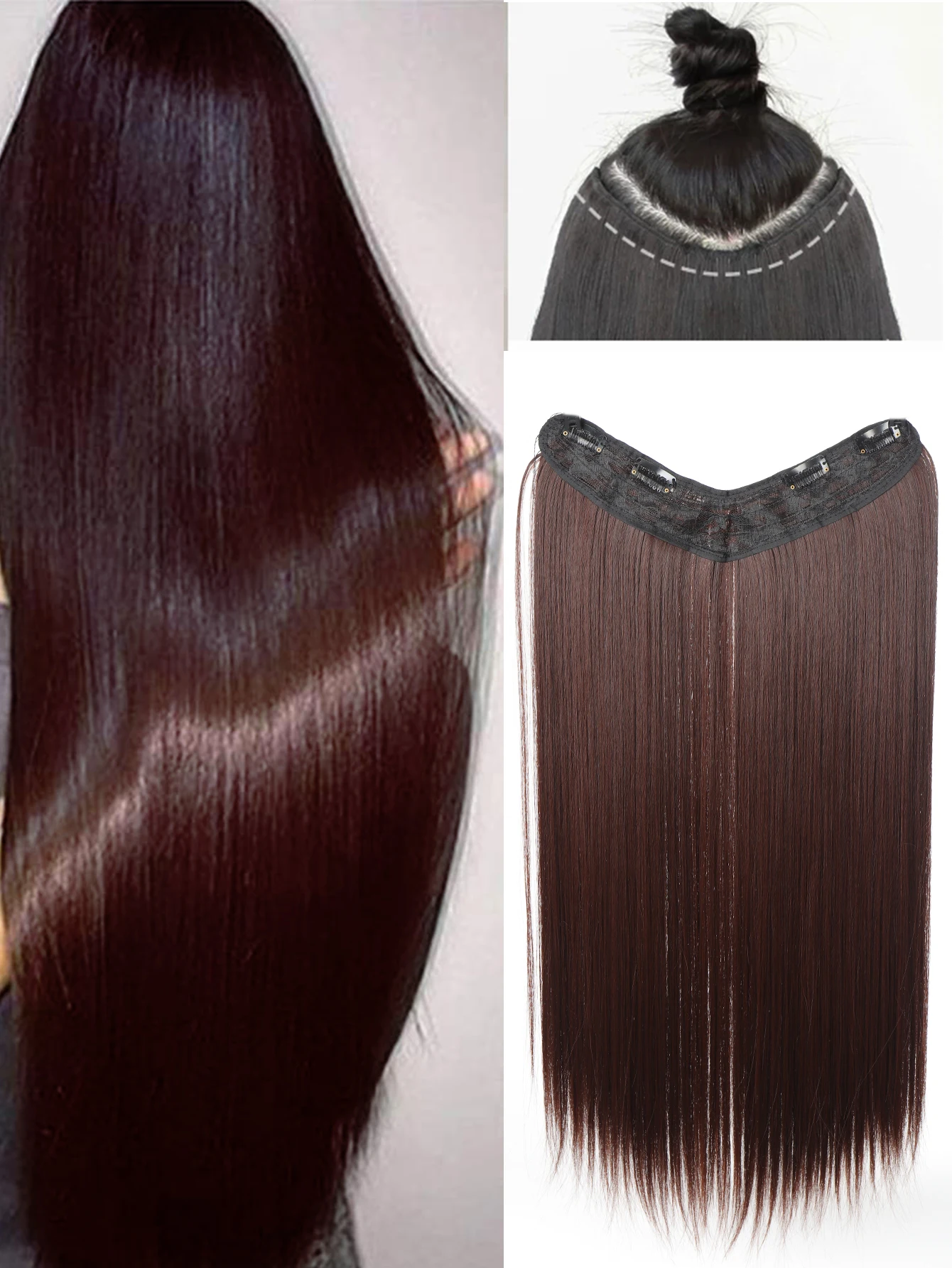 Synthetic Long straight V-shaped Hair Extension Wig 24 INCH Natural Black Brown 4 Clip In One Piece
Synthetic Long straight V-shaped Hair Extension Wig 24 INCH Natural Black Brown 4 Clip In One Piece
