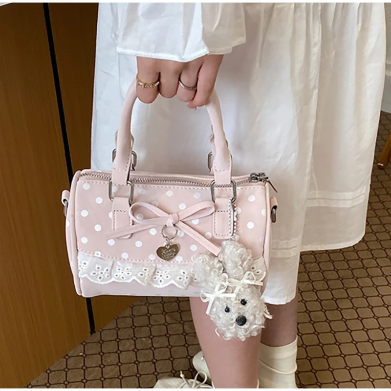 Lolita Style Polka Dot Crossbody Women Bag Embroidery Lace Trim Handbag Cute Sweet Kawaii Chain Strap Purse With Pendant Charm
Lolita Style Polka Dot Crossbody Women Bag Embroidery Lace Trim Handbag Cute Sweet Kawaii Chain Strap Purse With Pendant Charm