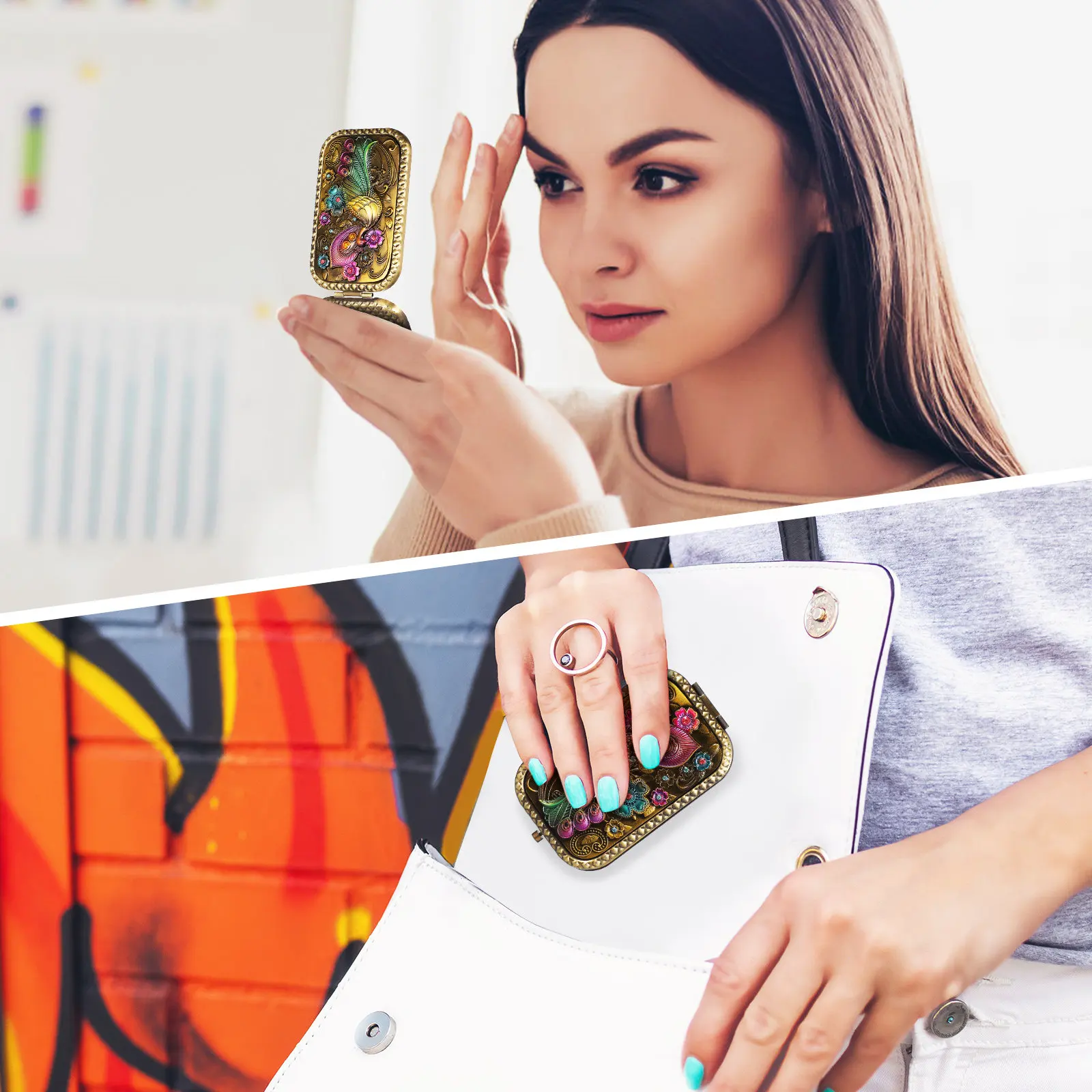 Винтажное портативное складное компактное зеркало, металлическое, двустороннее, круглое, миниатюрное, для макияжа, дорожное, карманное, ручное зеркальце
Винтажное портативное складное компактное зеркало, металлическое, двустороннее, круглое, миниатюрное, для макияжа, дорожное, карманное, ручное зеркальце