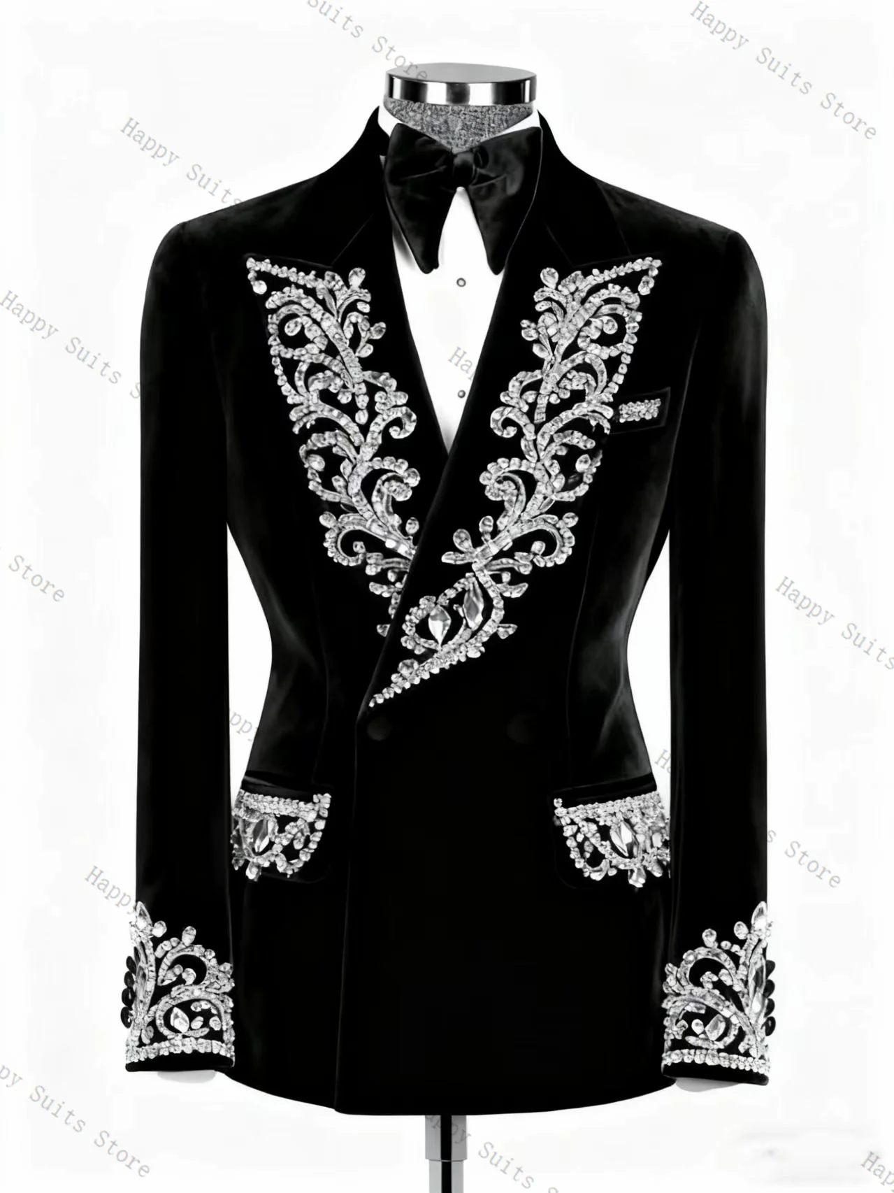 Black Velvet Crystals Men Suit Set 2 Pcs Blazer+Coat Pants Trousers Formal Office Autumn Groom Wedding Tuxedo Customized Jacket
Black Velvet Crystals Men Suit Set 2 Pcs Blazer+Coat Pants Trousers Formal Office Autumn Groom Wedding Tuxedo Customized Jacket