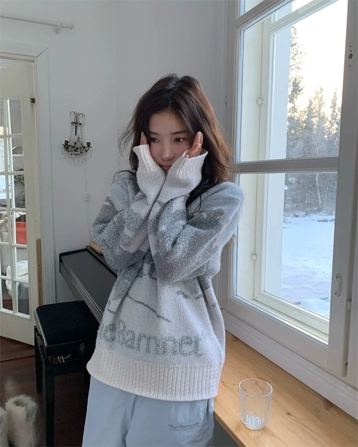 Thiened Long Sve круглый Ne вязаный свитер для катания на лыжах с принтом Аосфера PREON осень-зима теплый пушистый хлопок для поездок на работу Sle 
Thiened Long Sve круглый Ne вязаный свитер для катания на лыжах с принтом Аосфера PREON осень-зима теплый пушистый хлопок для поездок на работу Sle